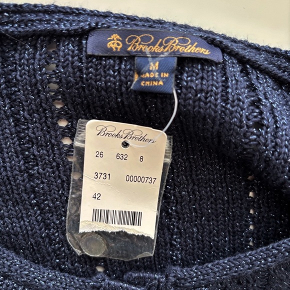 Brooks Brothers Metallic Blue Cardigan Sweater Medium NEW NWT - Picture 4 of 6